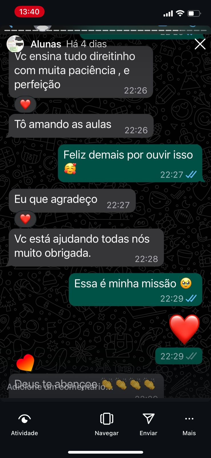 Depoimento de aluna 5