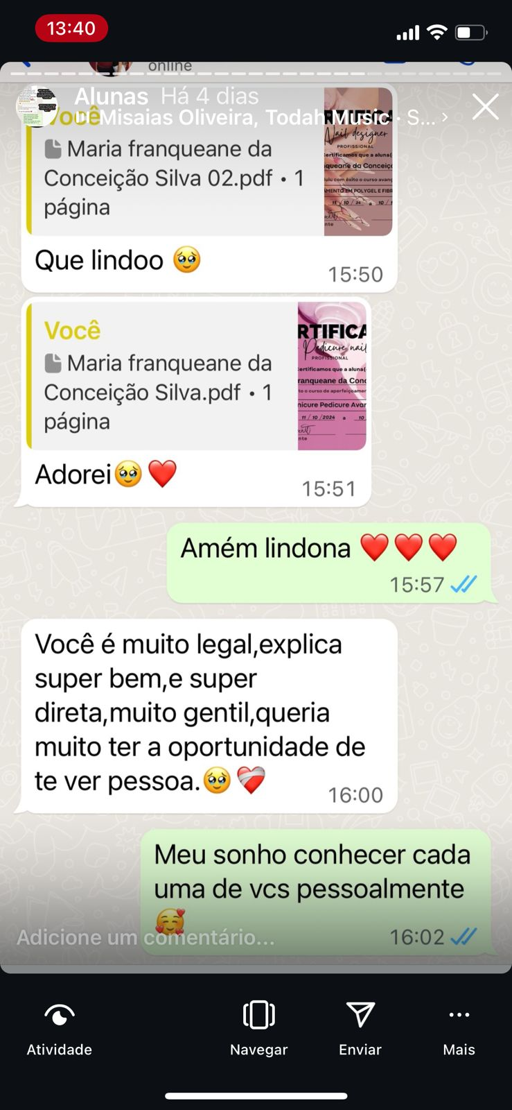 Depoimento de aluna 3