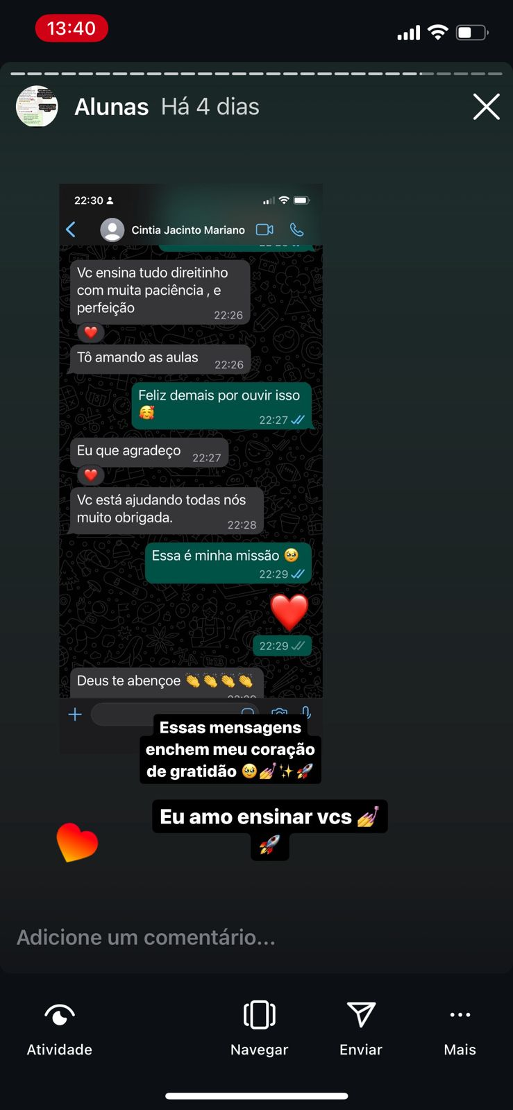 Depoimento de aluna 4