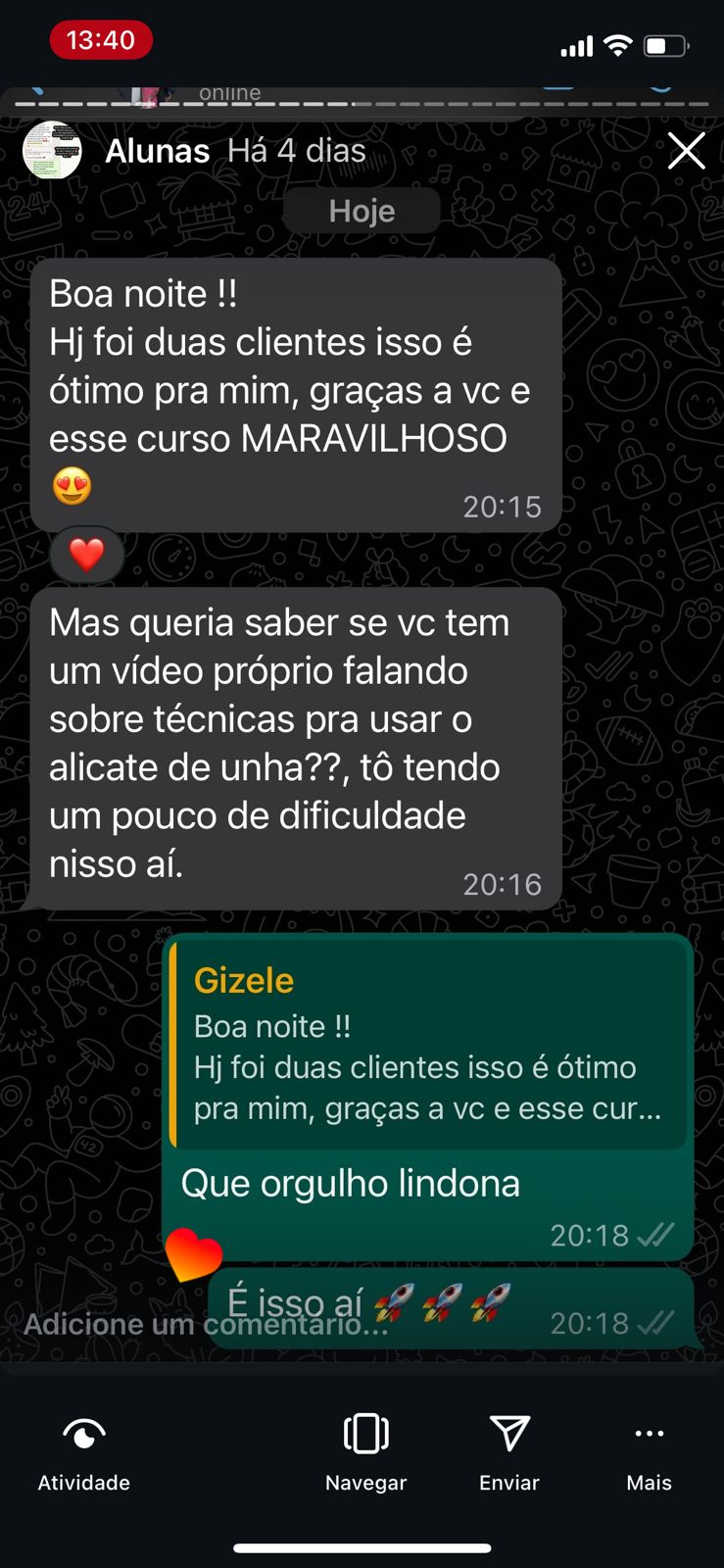 Depoimento de aluna 10